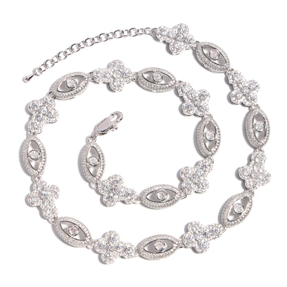 Sparkling Evil Eye & Cross Gemstone Necklace