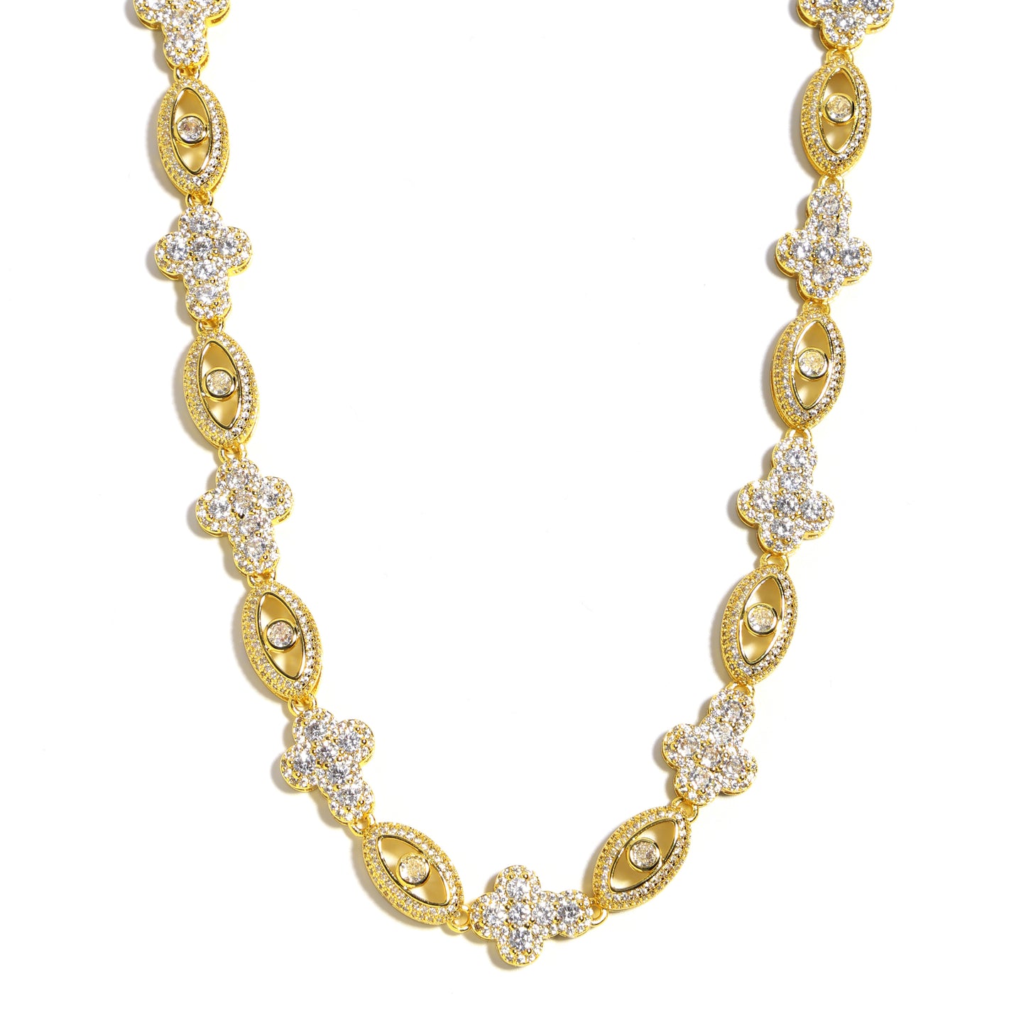 Sparkling Evil Eye & Cross Gemstone Necklace