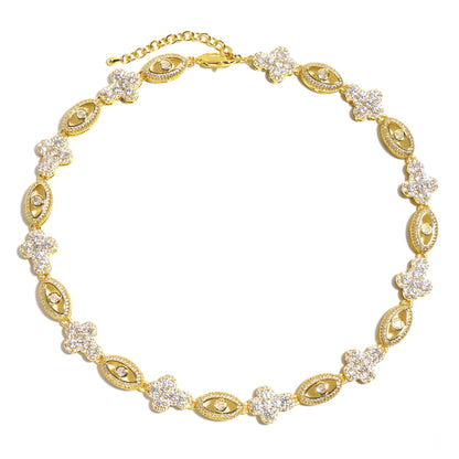 Sparkling Evil Eye & Cross Gemstone Necklace