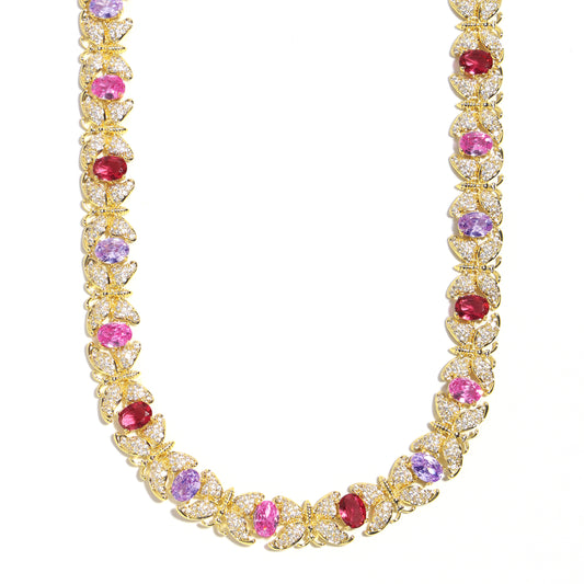 Golden Butterfly Multi-Gemstone Fantasy Necklace