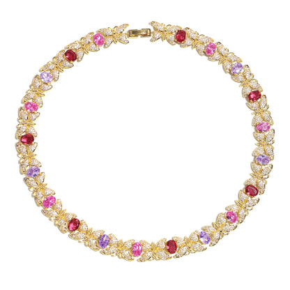 Golden Butterfly Multi-Gemstone Fantasy Necklace