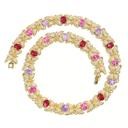Golden Butterfly Multi-Gemstone Fantasy Necklace