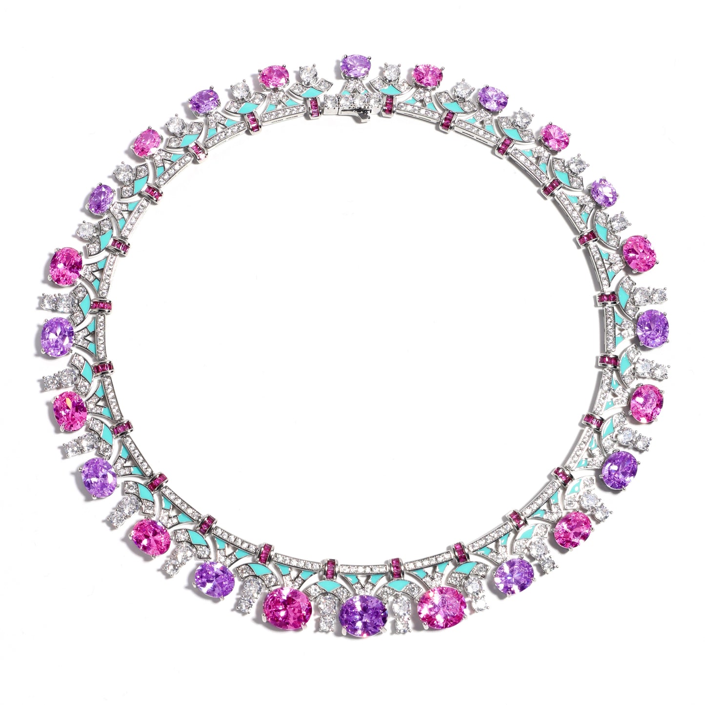 Baroque Bloom: Oval Amethyst & Pink Topaz Statement Necklace