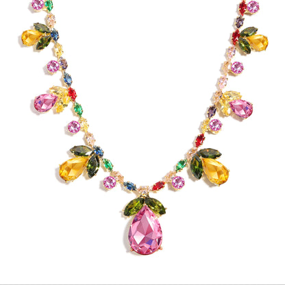 Sweet Droplets: Pink & Yellow Gemstone Dream Necklace