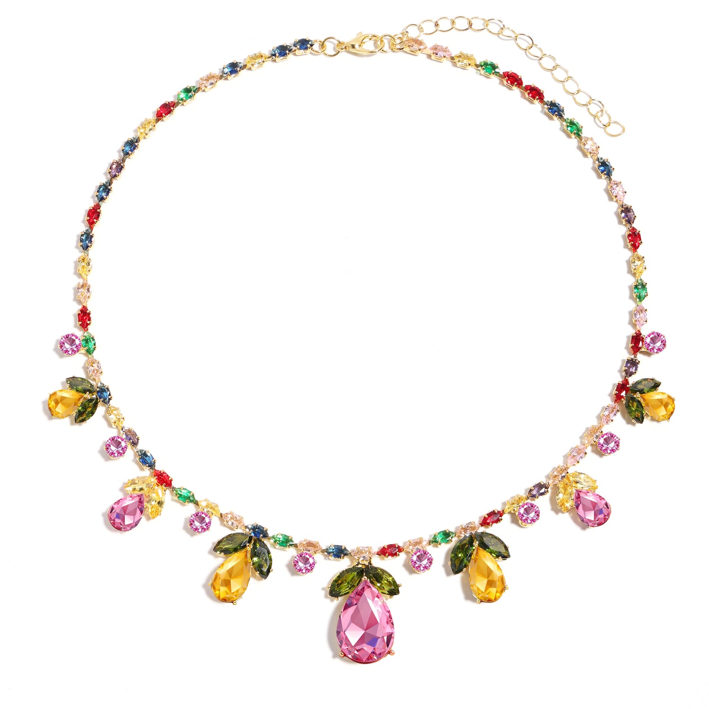 Sweet Droplets: Pink & Yellow Gemstone Dream Necklace