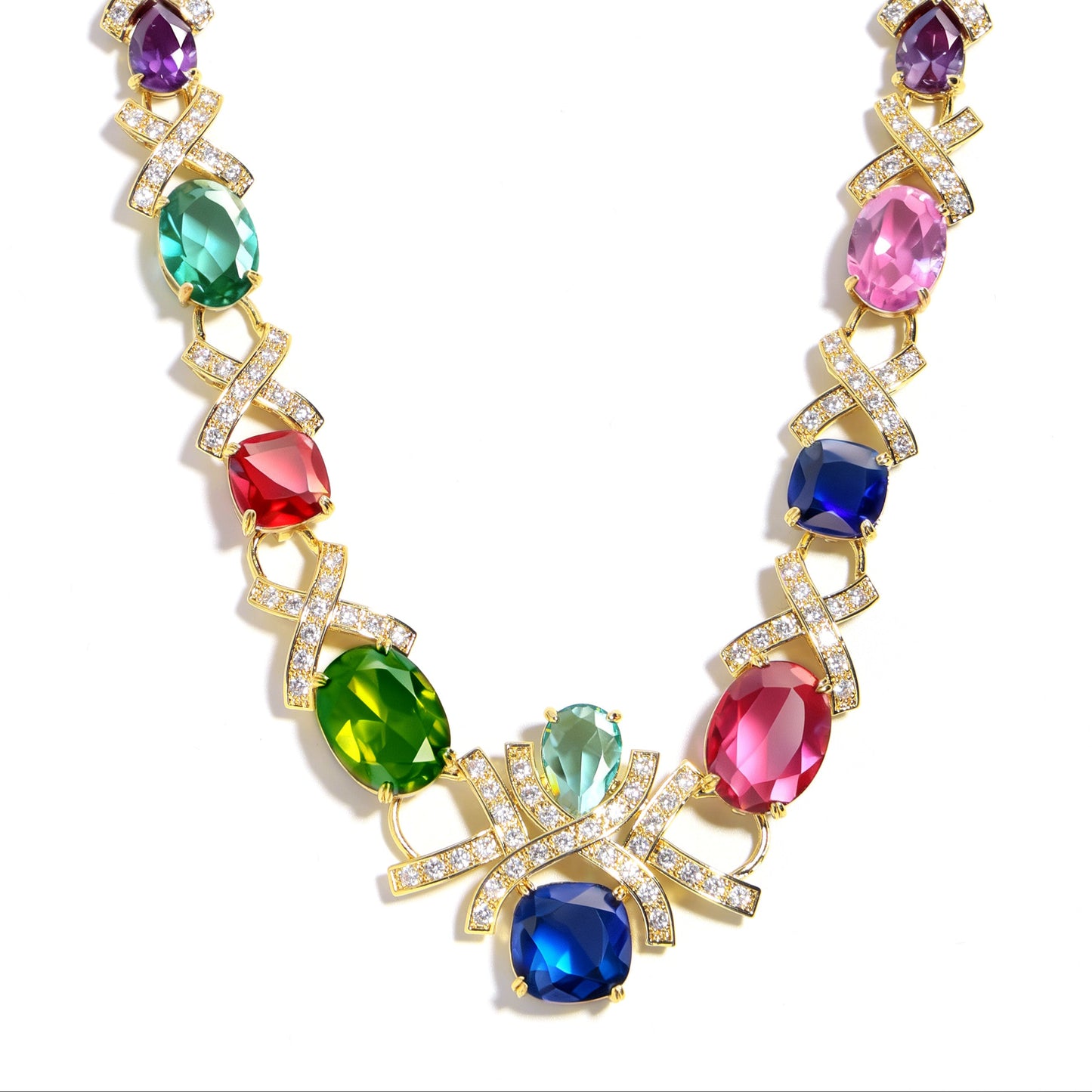 Symphony of Royal Hues: Gem Palace Collar Necklace