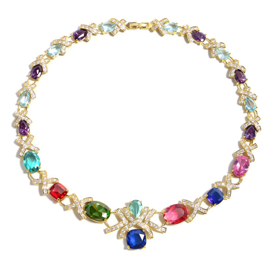 Symphony of Royal Hues: Gem Palace Collar Necklace