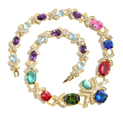 Symphony of Royal Hues: Gem Palace Collar Necklace