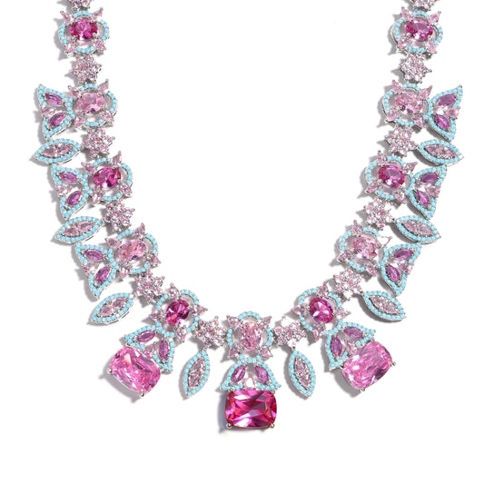 Emerald-Cut Peach Morganite & Tiffany Enamel Necklace