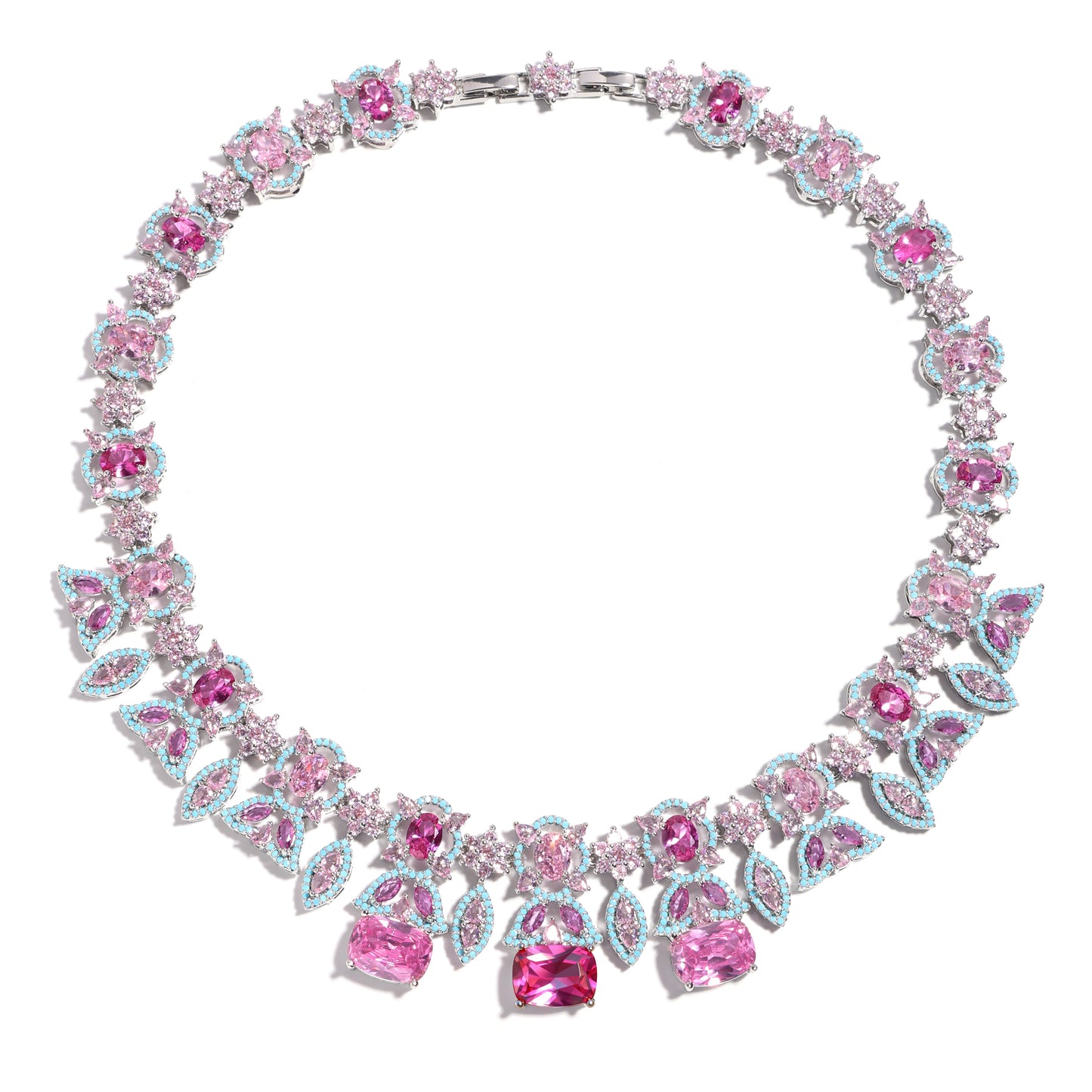 Emerald-Cut Peach Morganite & Tiffany Enamel Necklace