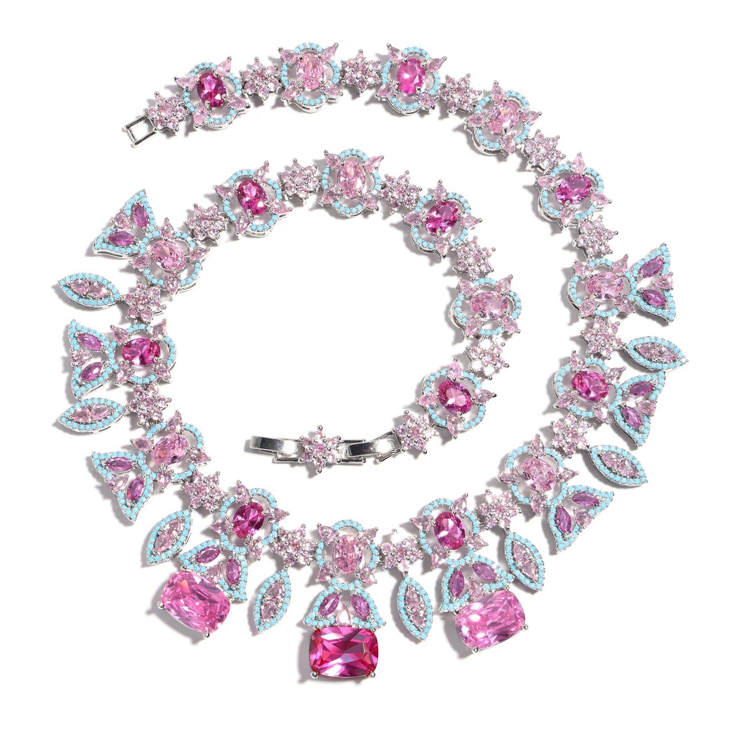 Emerald-Cut Peach Morganite & Tiffany Enamel Necklace