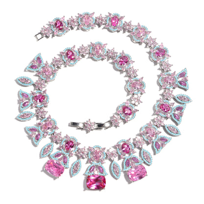 Emerald-Cut Peach Morganite & Tiffany Enamel Necklace