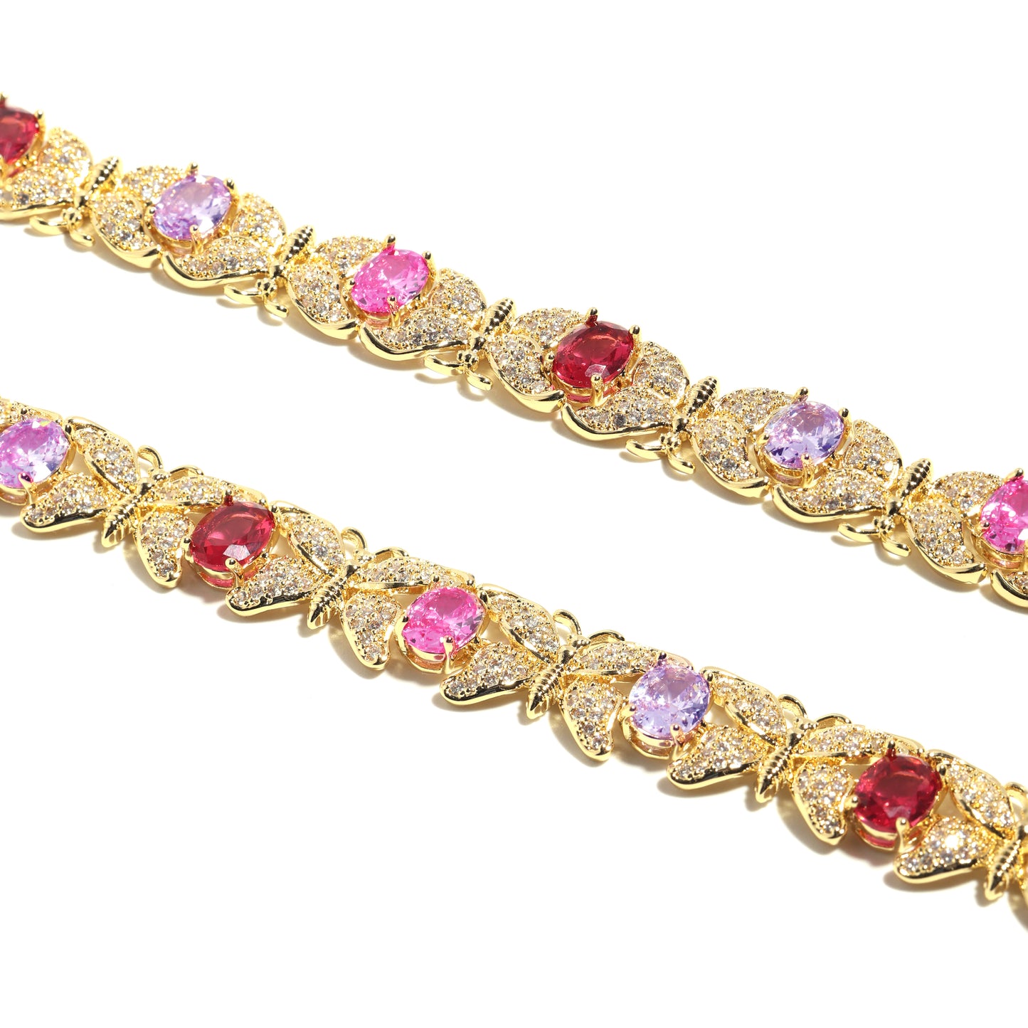 Golden Butterfly Multi-Gemstone Fantasy Necklace