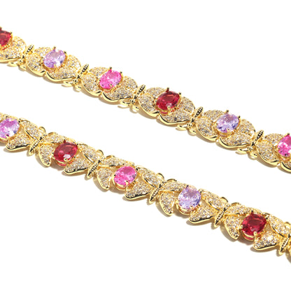 Golden Butterfly Multi-Gemstone Fantasy Necklace