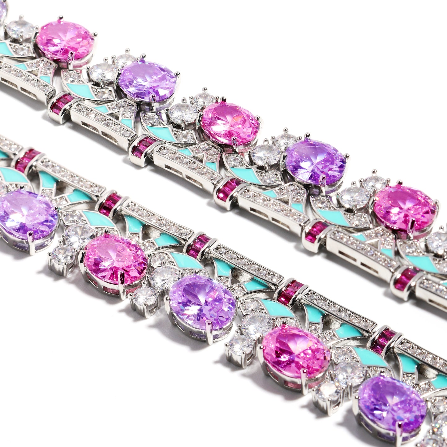 Baroque Bloom: Oval Amethyst & Pink Topaz Statement Necklace