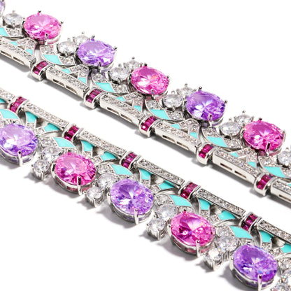 Baroque Bloom: Oval Amethyst & Pink Topaz Statement Necklace