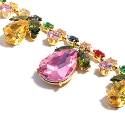 Sweet Droplets: Pink & Yellow Gemstone Dream Necklace