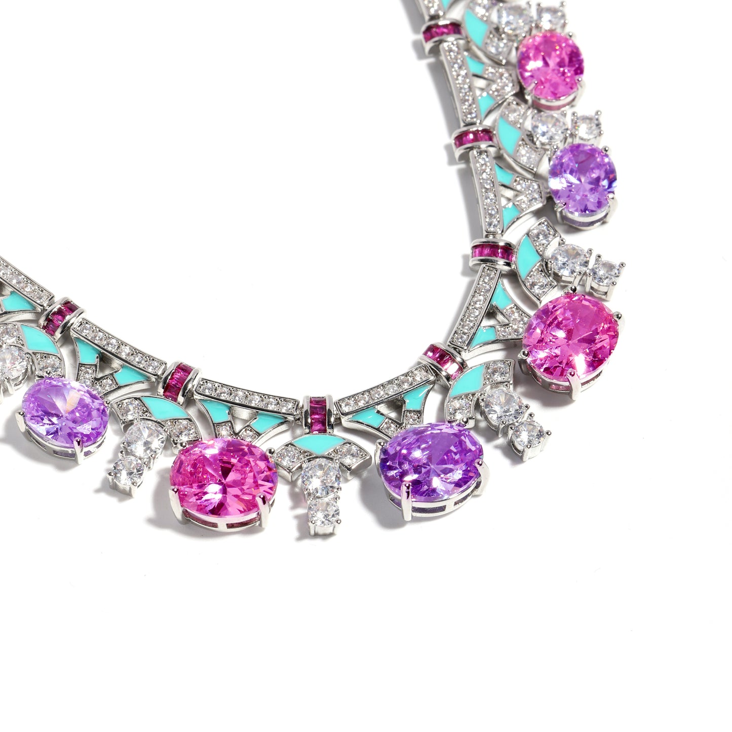 Baroque Bloom: Oval Amethyst & Pink Topaz Statement Necklace