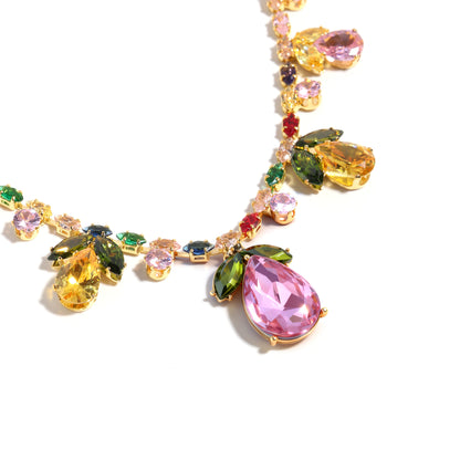 Sweet Droplets: Pink & Yellow Gemstone Dream Necklace