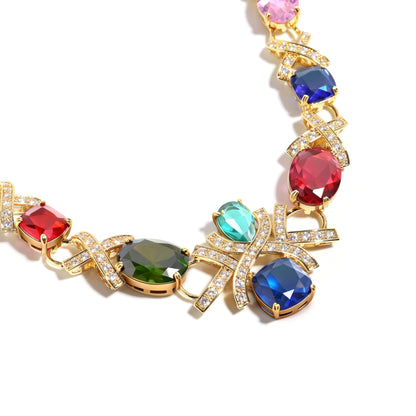 Symphony of Royal Hues: Gem Palace Collar Necklace