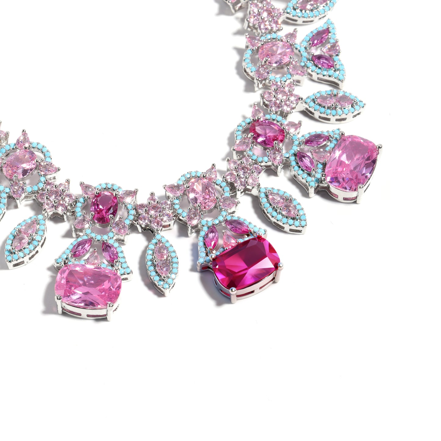 Emerald-Cut Peach Morganite & Tiffany Enamel Necklace