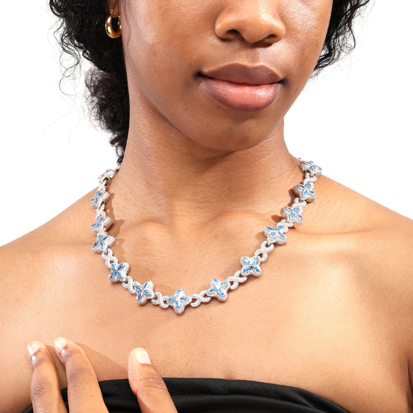 Multicolor Four-Leaf Clover Lucky Charm Gemstone Necklace