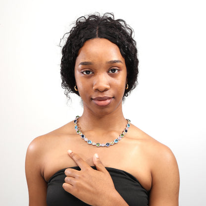 Pastel Dream Adjustable Oval-Cut Gemstone Necklace