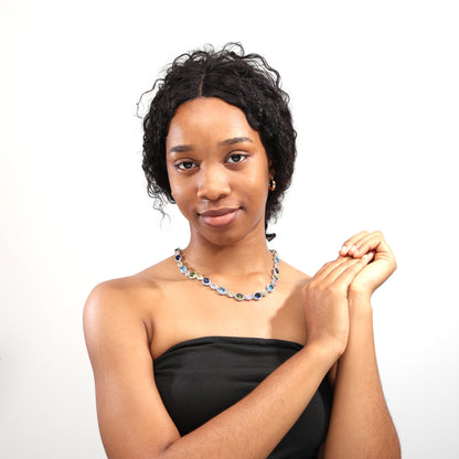 Pastel Dream Adjustable Oval-Cut Gemstone Necklace