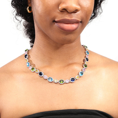 Pastel Dream Adjustable Oval-Cut Gemstone Necklace