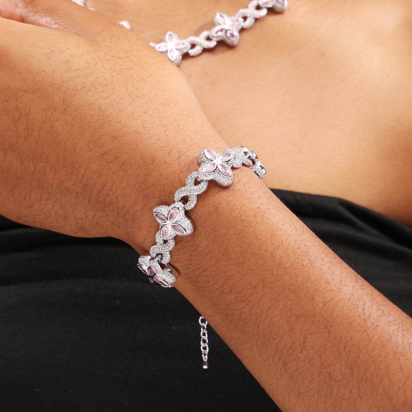 Multicolor Four-Leaf Clover Lucky Charm Gemstone Necklace