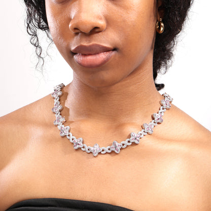 Multicolor Four-Leaf Clover Lucky Charm Gemstone Necklace