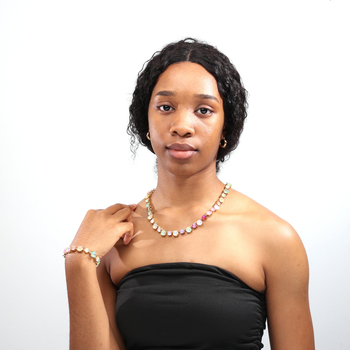 Cotton Candy Charm Gemstone Necklace