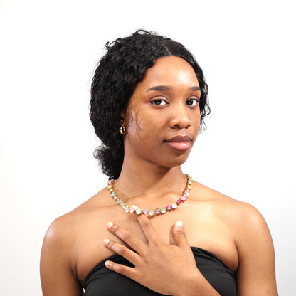 Cotton Candy Charm Gemstone Necklace