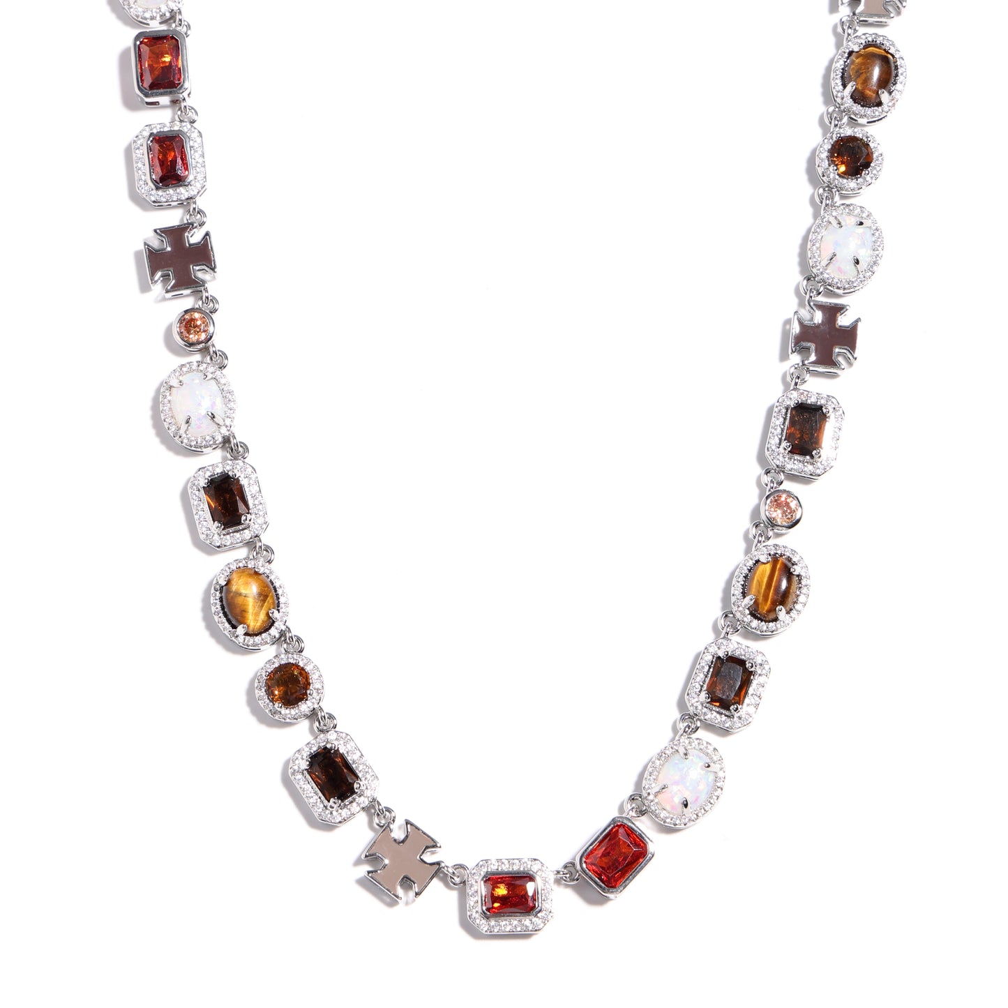 Desert Mirage Opal and Tiger's Eye Gemstone Necklace