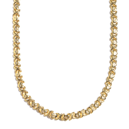 Classic Gold XOXO Heart-shaped Design Necklace