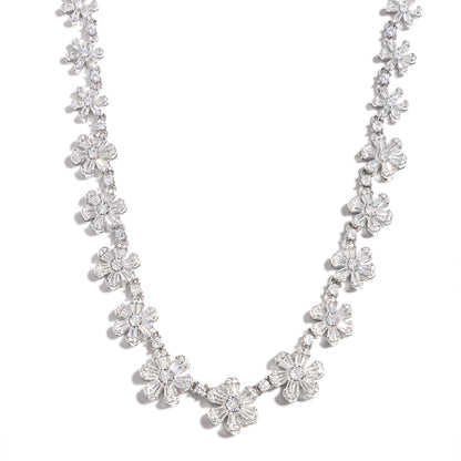 Starlight Blossom: Full-Pave Diamond Flower Necklace