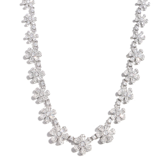 Starlight Blossom: Full-Pave Diamond Flower Necklace