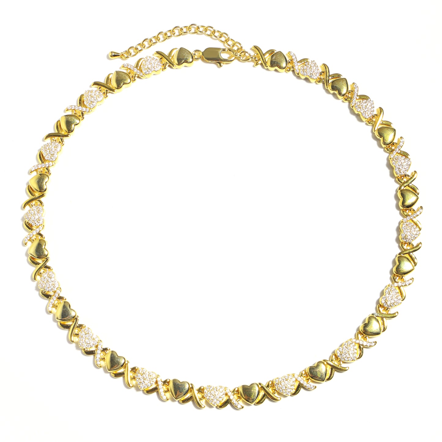 Gold XOXO Diamond Gemstone Necklace