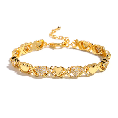 Gold XOXO Diamond Gemstone Bracelet