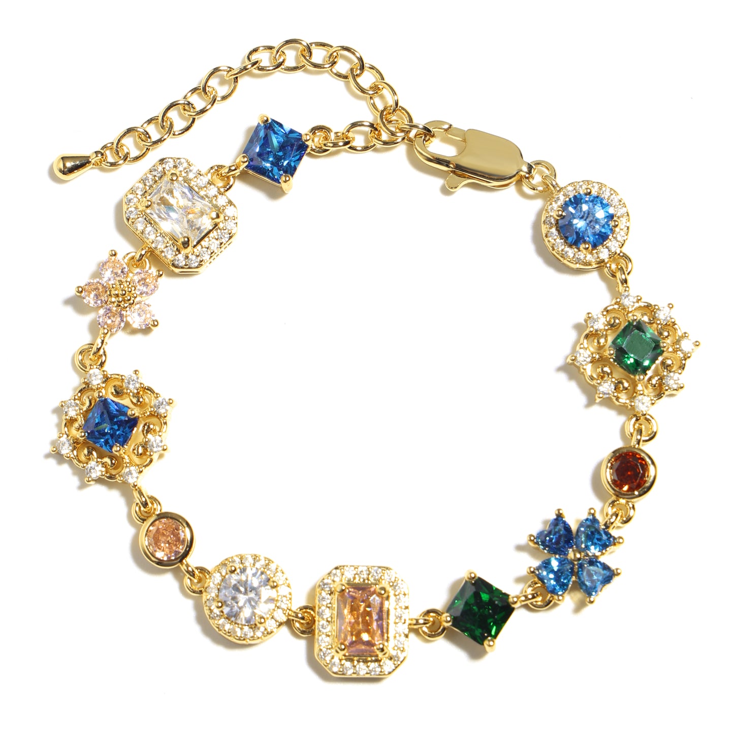 Antique Bloom Multi-Cut Gemstone Statement Necklace
