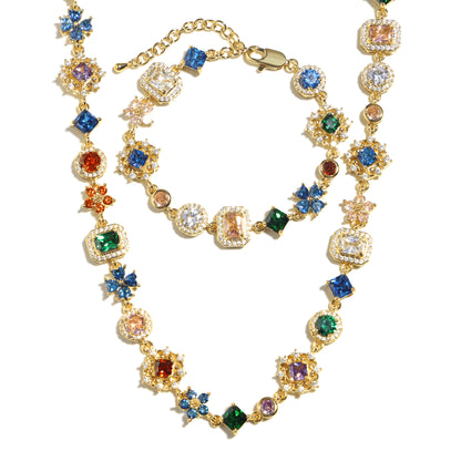 Antique Bloom Multi-Cut Gemstone Statement Necklace