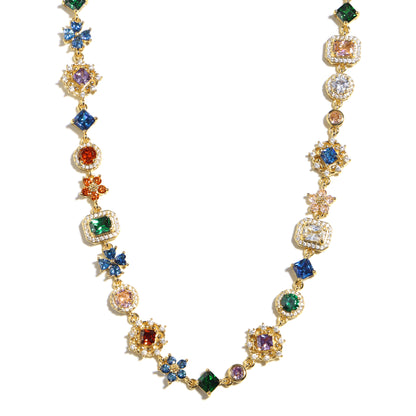 Antique Bloom Multi-Cut Gemstone Statement Necklace
