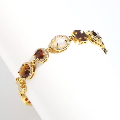 Desert Mirage Opal and Tiger's Eye Gemstone Necklace