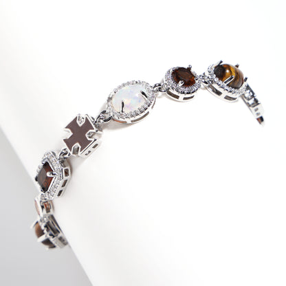 Desert Mirage Opal and Tiger's Eye Gemstone Necklace