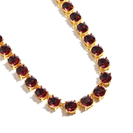 Velvet Wine: Crimson Crystal Tennis Necklace