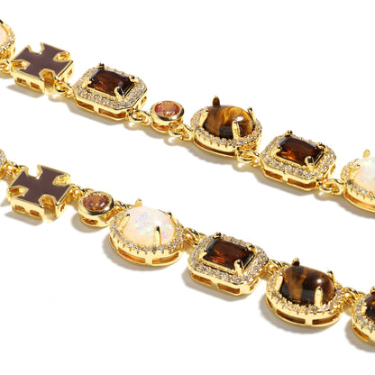 Desert Mirage Opal and Tiger's Eye Gemstone Necklace