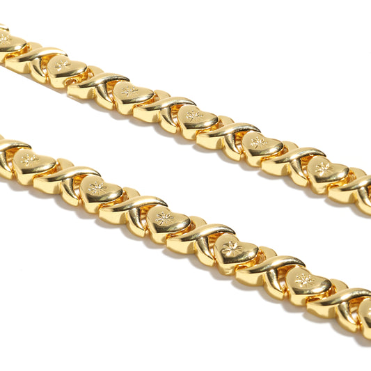 Classic Gold XOXO Heart-shaped Design Necklace