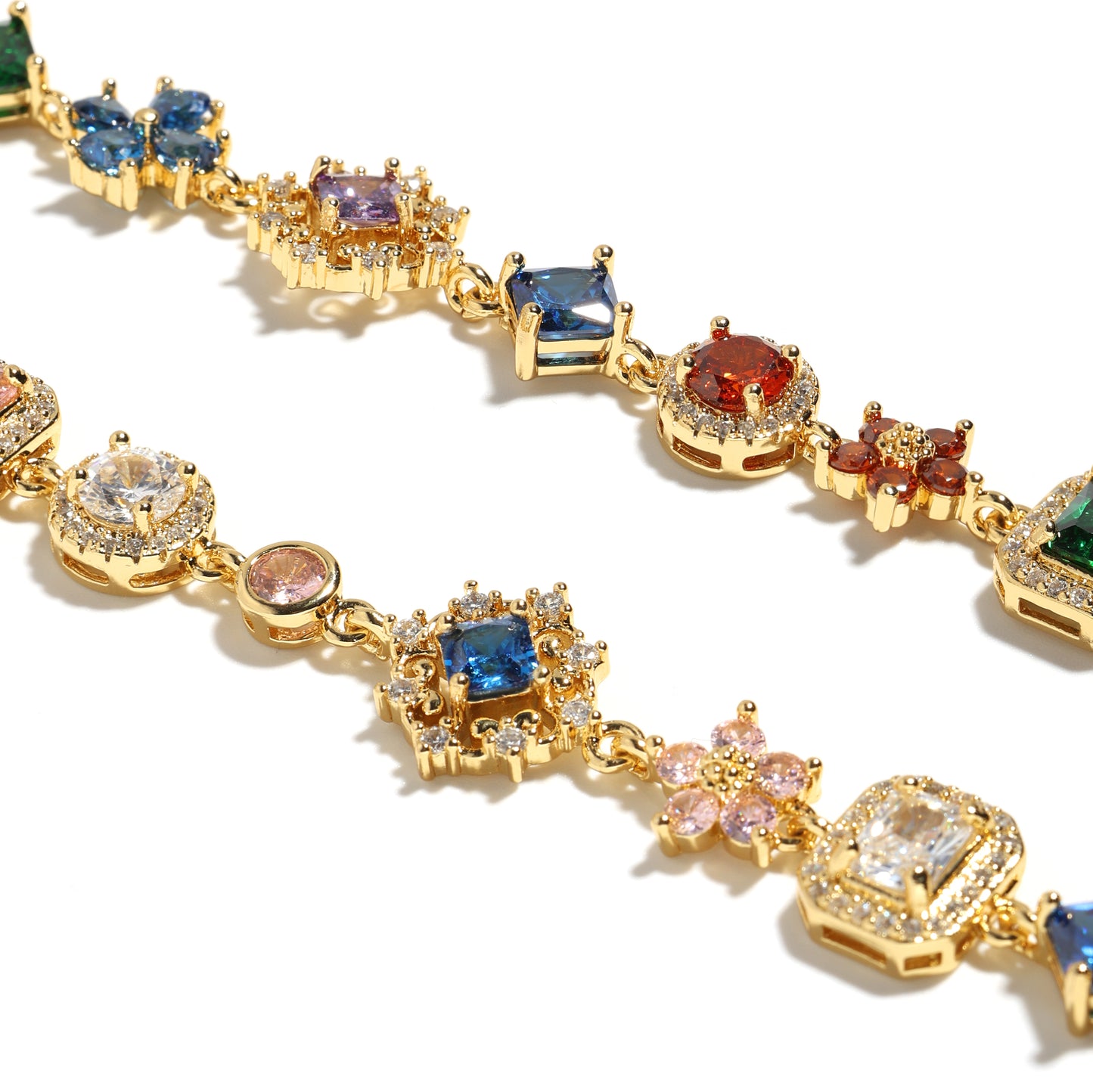 Antique Bloom Multi-Cut Gemstone Statement Necklace