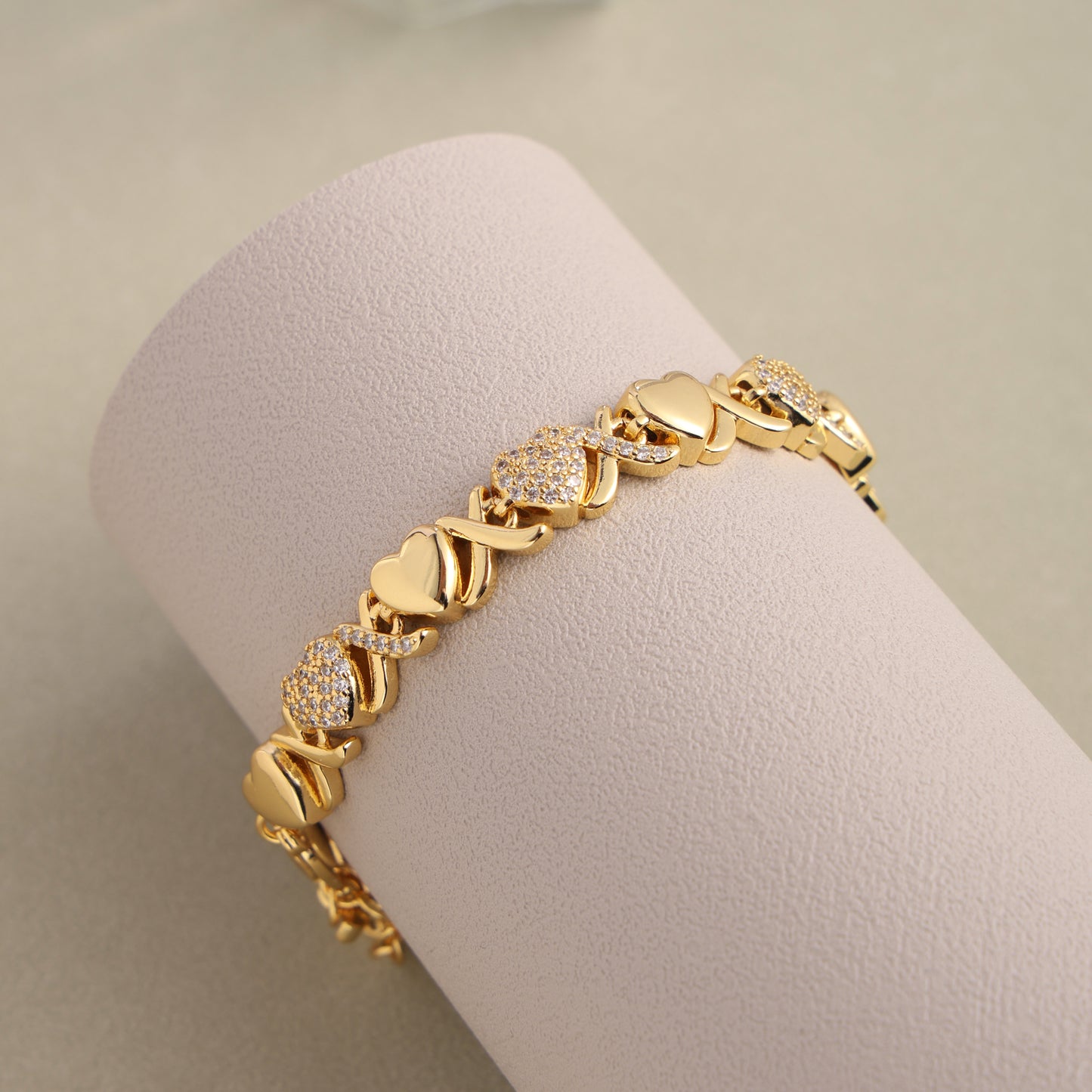 Gold XOXO Diamond Gemstone Bracelet