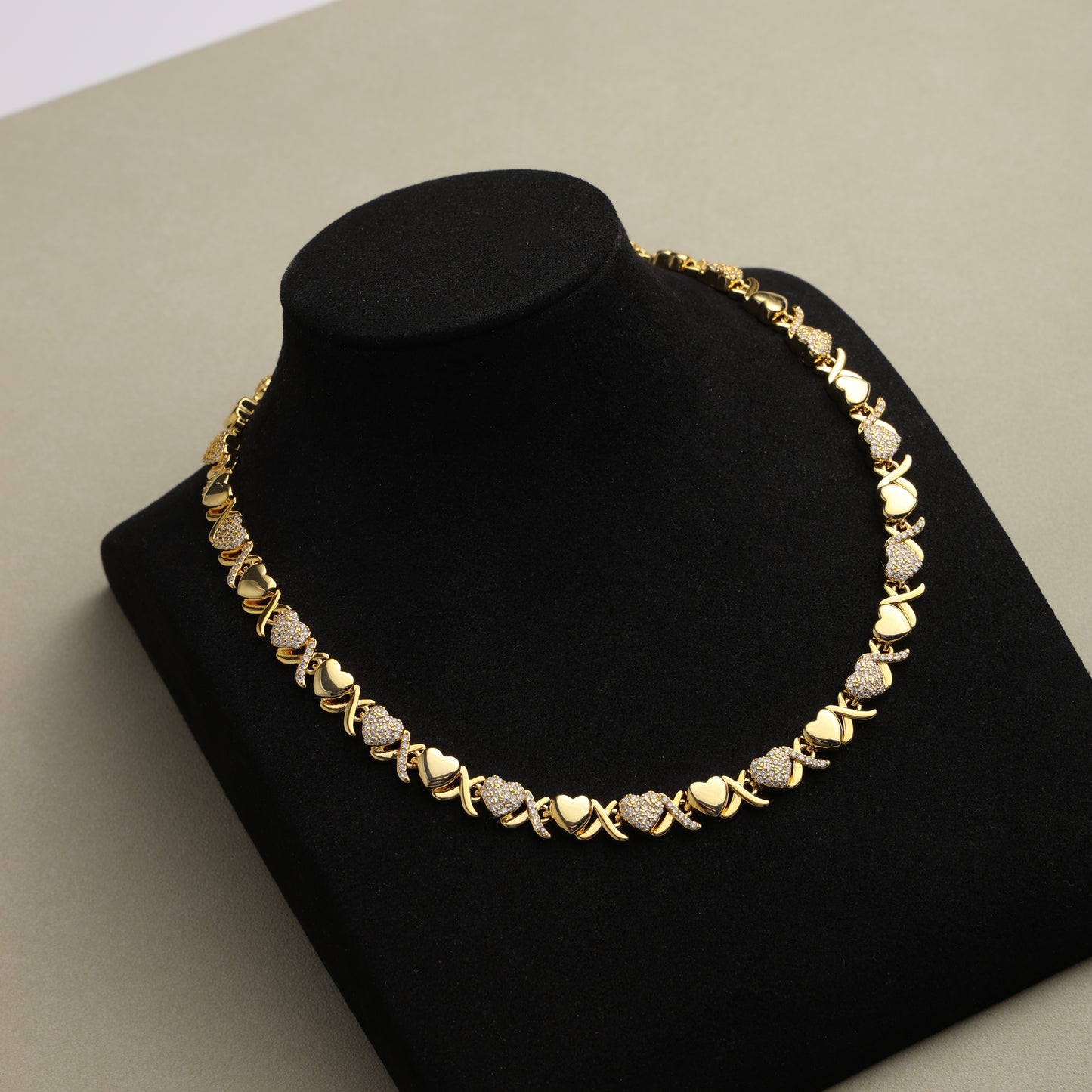 Gold XOXO Diamond Gemstone Necklace